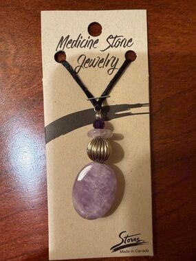 Medicine Stone Jewelry Purple Amethyst Pendant Necklace